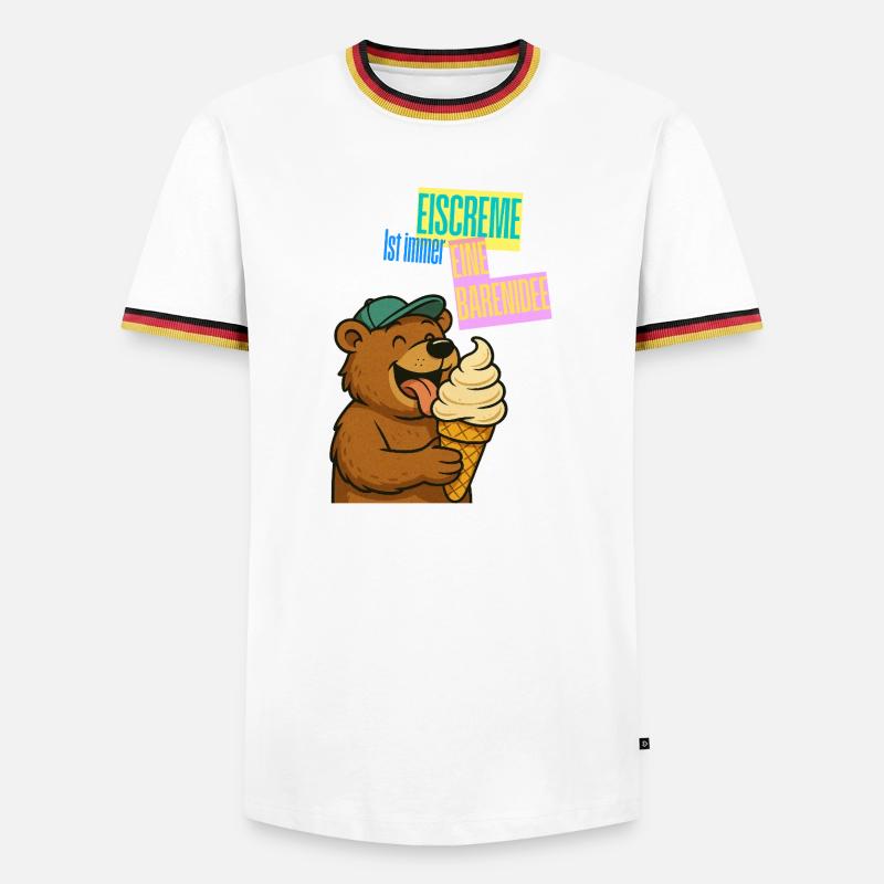 Bär Eiscreme Comic - Men's Ringer Shirt - white/tricolour