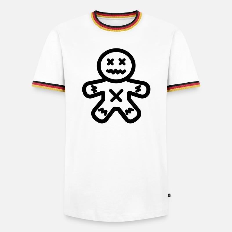 Voodoo-Puppe - Männer Kontrast-T-Shirt - Weiß/Dreifarbig