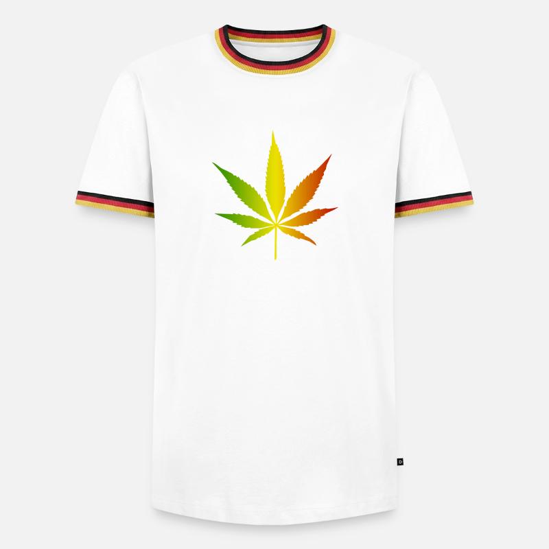 Rasta Gradient Cannabis Leaf - Men's Ringer Shirt - white/tricolour