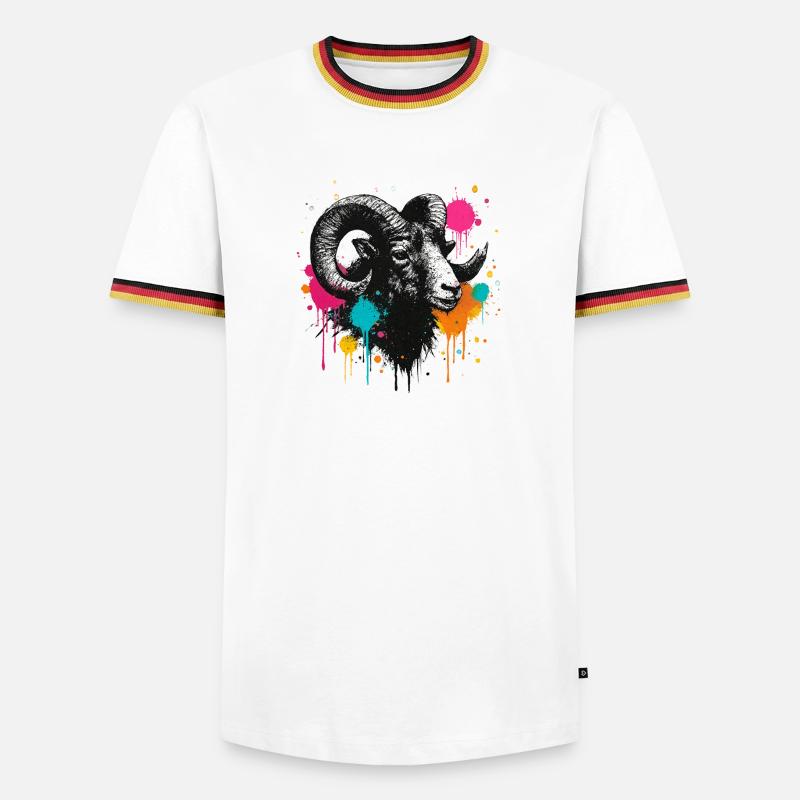 Widderkopf Graffiti Farbexplosion - Männer Kontrast-T-Shirt - Weiß/Dreifarbig