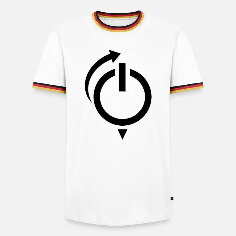 Power Button Restart Logo - Men's Ringer Shirt - white/tricolour