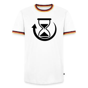 Time rotation graphics - Men's Ringer Shirt - white/tricolour - Front - AI Model Female 172 light (172cm) & AI Model Male 185 light (185cm)