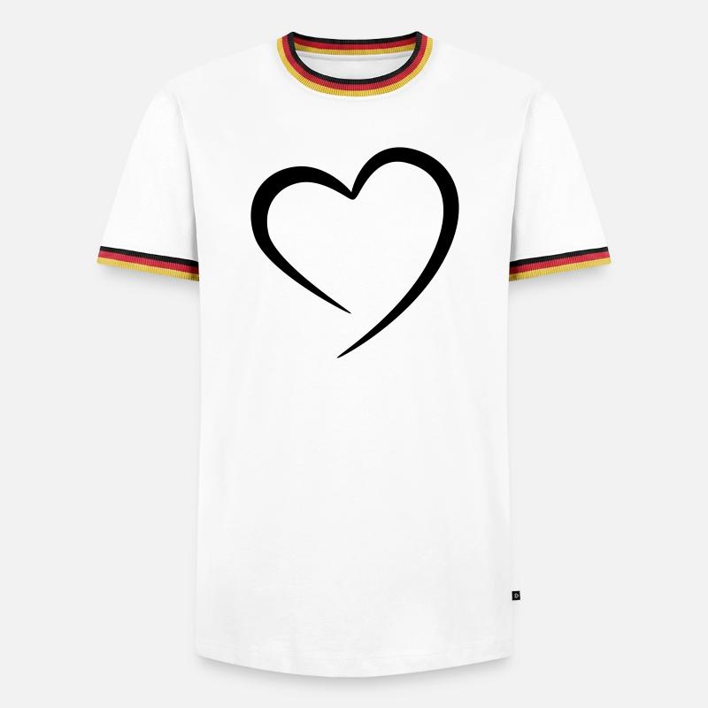 Herz - Männer Kontrast-T-Shirt - Weiß/Dreifarbig