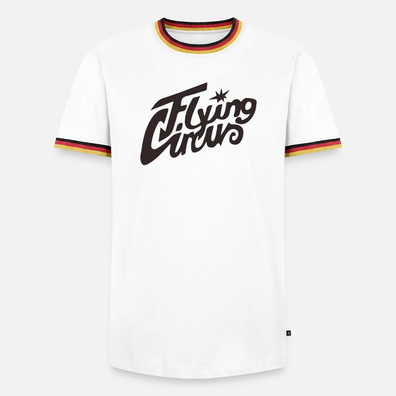 „Flying Circus” Vintage Script - Männer Kontrast-T-Shirt - Weiß/Dreifarbig