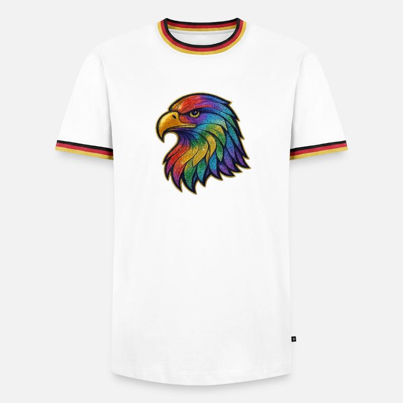 Rainbow Eagle Head Patch - Men's Ringer Shirt - white/tricolour