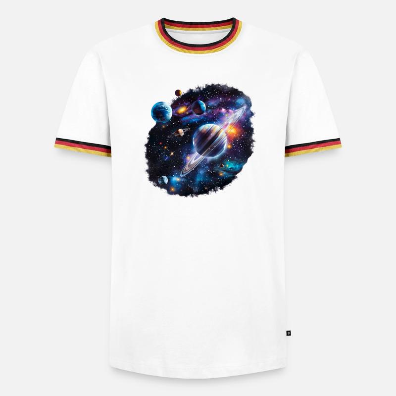 Galactic Planetary System Pattern - Men's Ringer Shirt - white/tricolour