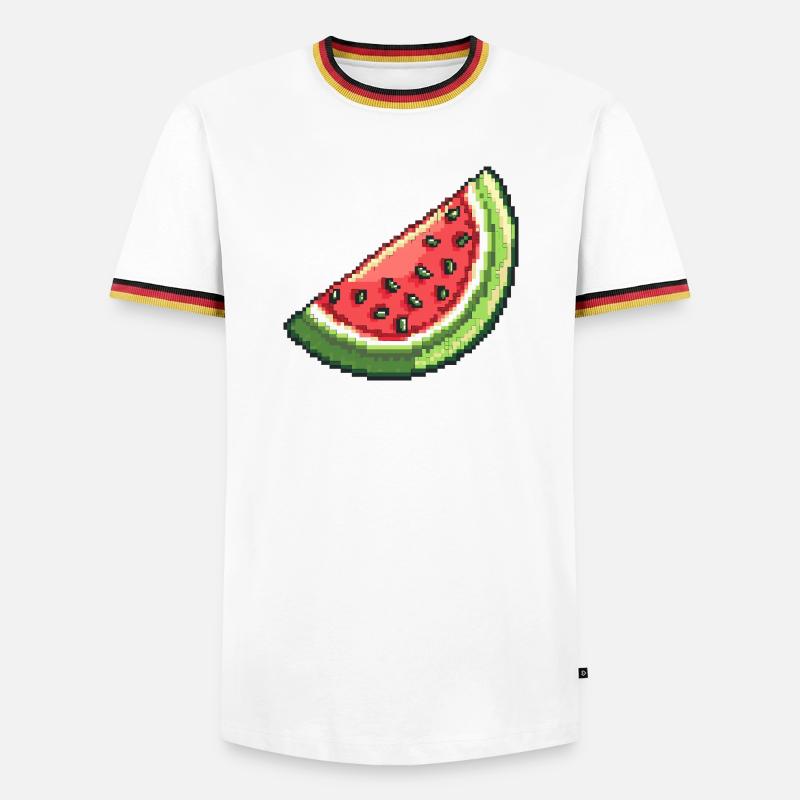 Tranche de pastèque pixel - T-shirt contrasté Homme - blanc/tricolore