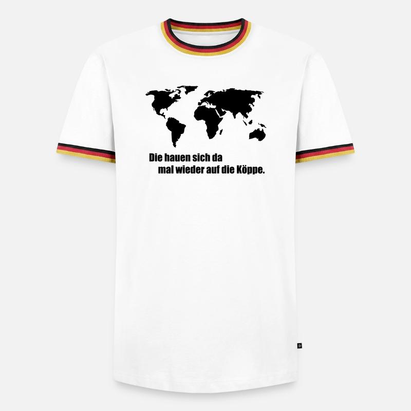 World map - Men's Ringer Shirt - white/tricolour