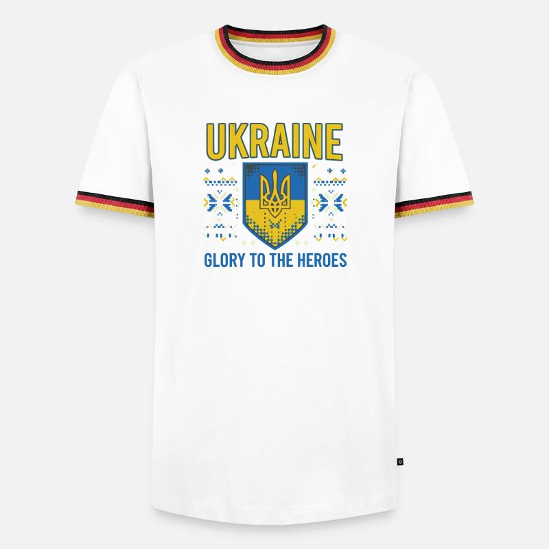 Ukraine Crest Glory Tee - Men's Ringer Shirt - white/tricolour