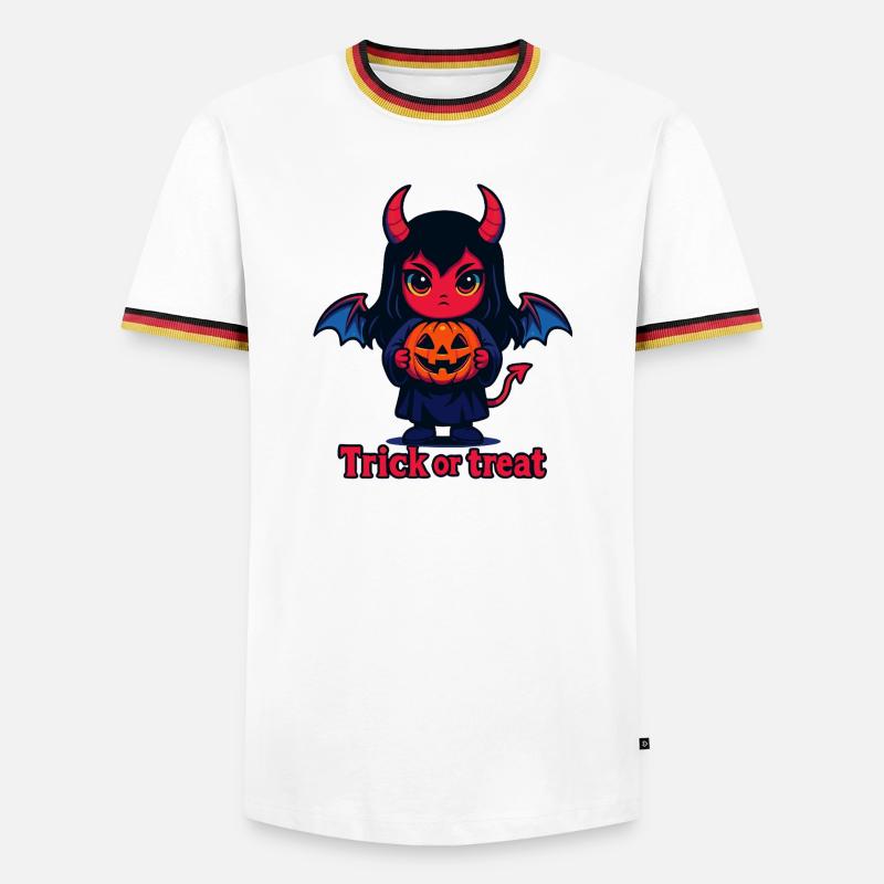 Süßes oder Saures – Süßer Teufel - Männer Kontrast-T-Shirt - Weiß/Dreifarbig