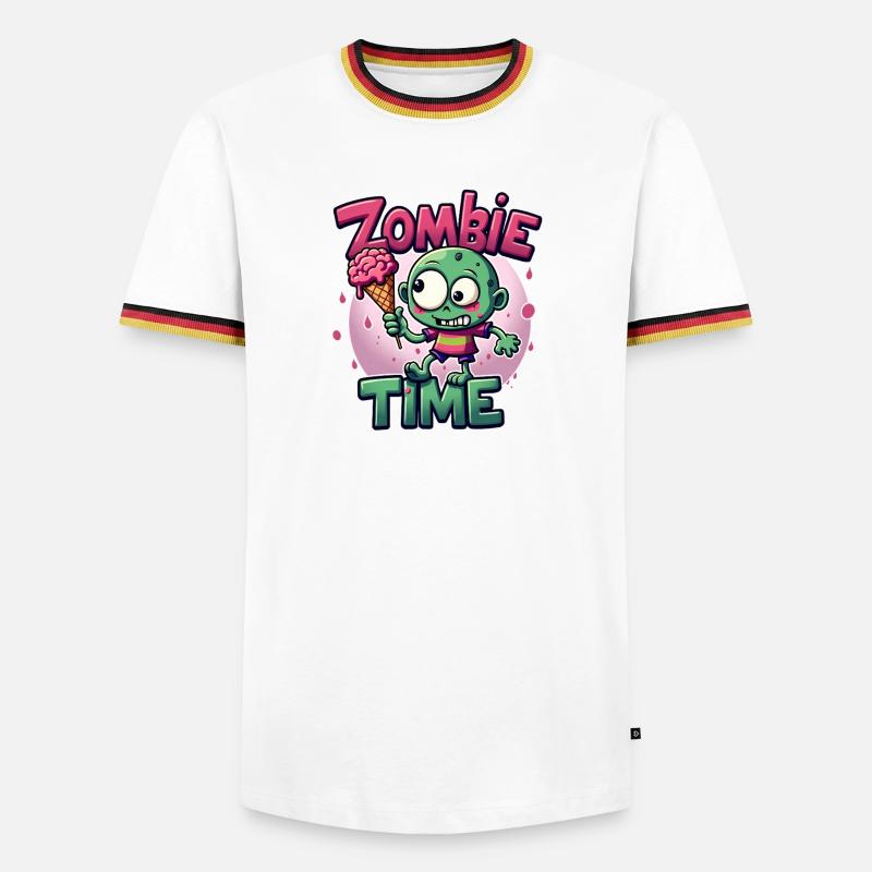 Zombie Time Eiscreme Comic - Men's Ringer Shirt - white/tricolour