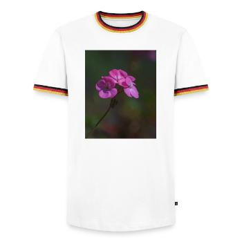 Pink Flowers - Men's Ringer Shirt - white/tricolour - Front - AI Model Female 172 light (172cm) & AI Model Male 185 light (185cm)
