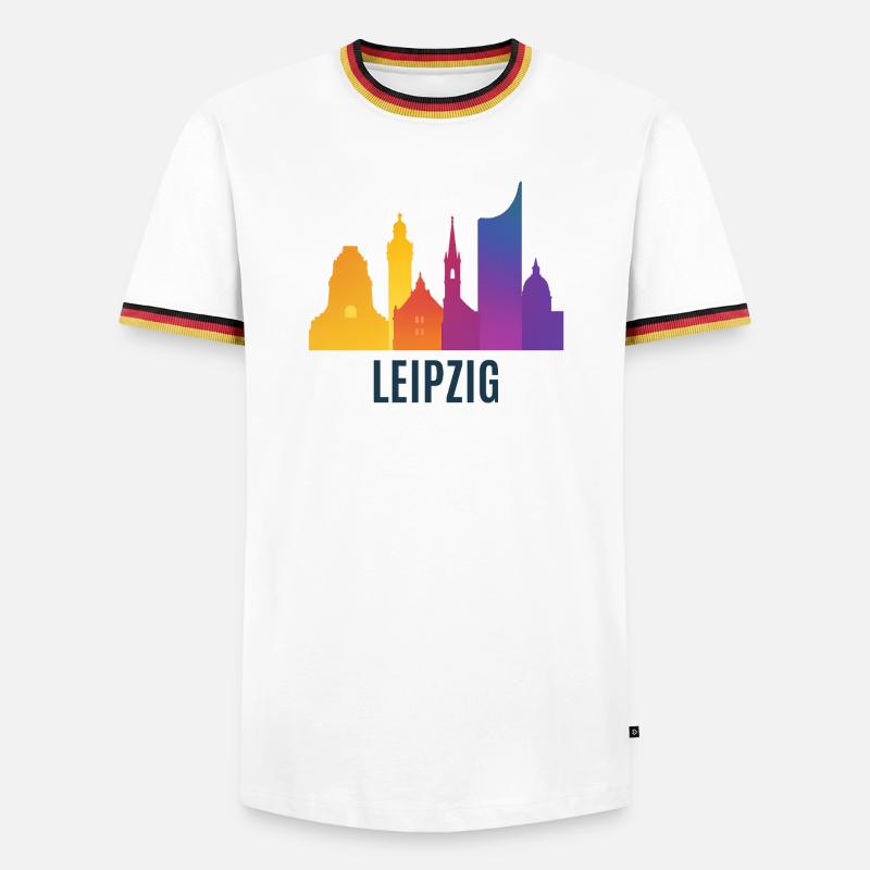 Leipzig Skyline Gradient - Men's Ringer Shirt - white/tricolour