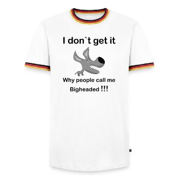 Museau de chien de dessin animé gris - T-shirt contrasté Homme - blanc/tricolore - Devant - AI Model Female 172 light (172cm) & AI Model Male 185 light (185cm)