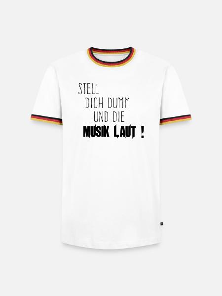Dich Dumm Musik Laut - Männer Kontrast-T-Shirt - Weiß/Dreifarbig