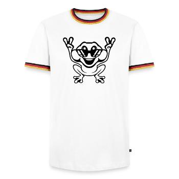 Frosch Kröte cool Sonnenbrille Victory Peace Hände - Männer Kontrast-T-Shirt - Weiß/Dreifarbig - Vorne - AI Model Female 172 light (172cm) & AI Model Male 185 light (185cm)