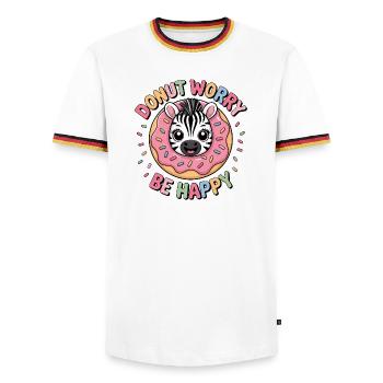 Zebra Donut Candy Dessert Bakery Fun - Men's Ringer Shirt - white/tricolour - Front - AI Model Female 172 light (172cm) & AI Model Male 185 light (185cm)
