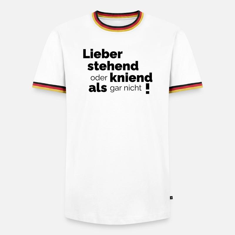 lieber stehend - Männer Kontrast-T-Shirt - Weiß/Dreifarbig