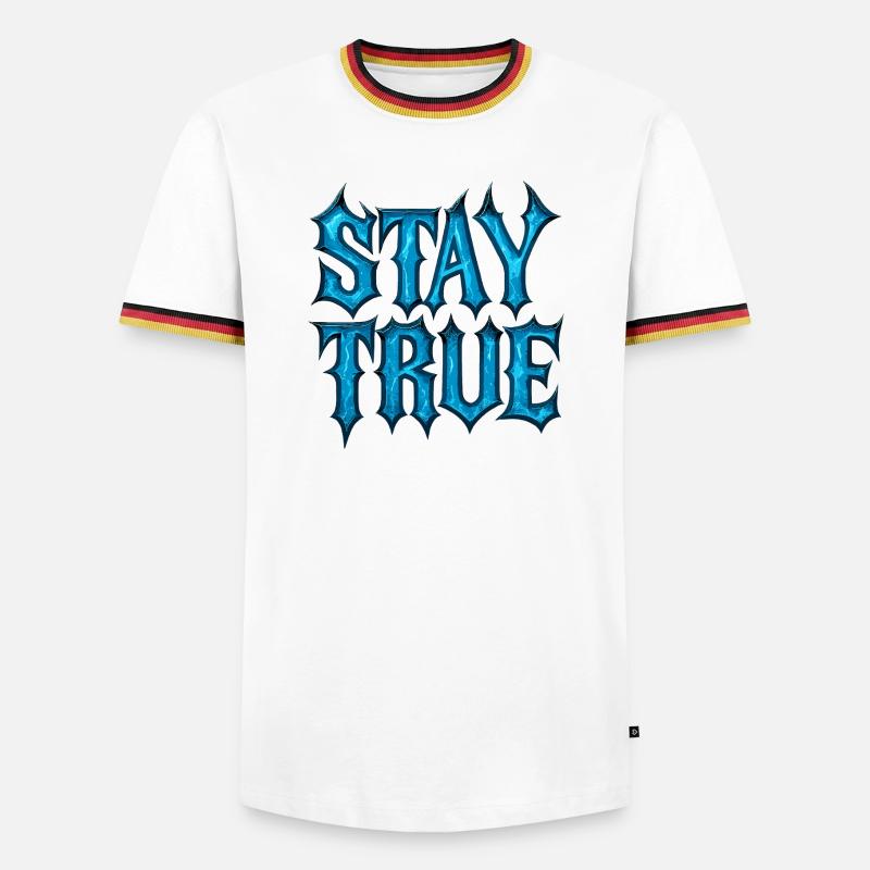 Stay True Design – Sei du selbst Statement - Männer Kontrast-T-Shirt - Weiß/Dreifarbig