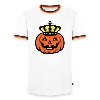 Halloween Pumpkin King Crown King Pumpkin Ruler - Men's Ringer Shirt - white/tricolour - Front - AI Model Female 172 light (172cm) & AI Model Male 185 light (185cm)