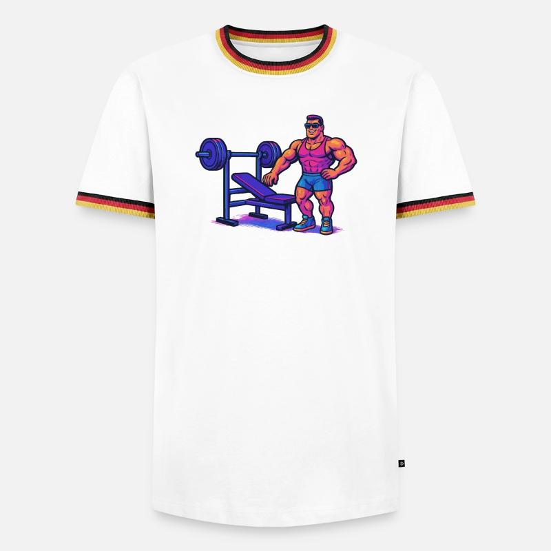 Bodybuilder Gym Comic - Men's Ringer Shirt - white/tricolour