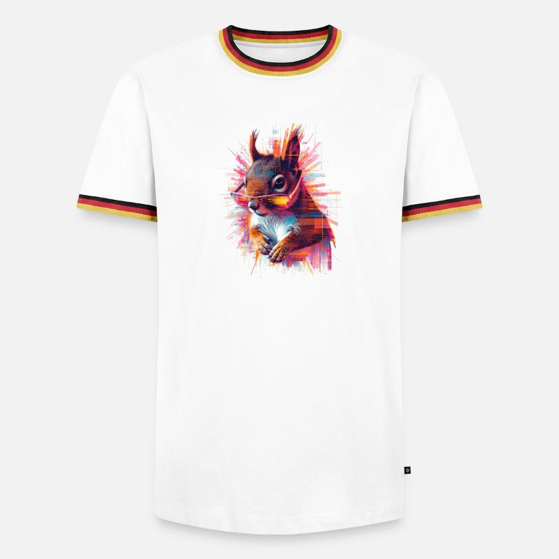 Neon Eichhörnchen mit Sonnenbrille – Glitch Art - Männer Kontrast-T-Shirt - Weiß/Dreifarbig