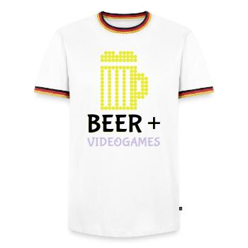 Jeux vidéo Pixel Beer - T-shirt contrasté Homme - blanc/tricolore - Devant - AI Model Female 172 light (172cm) & AI Model Male 185 light (185cm)