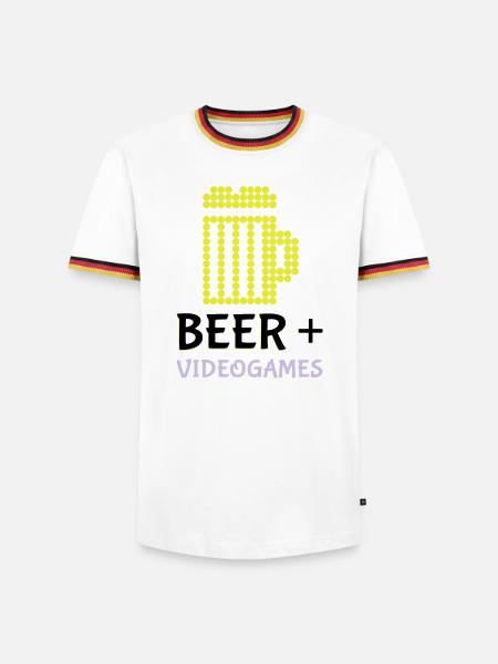 Pixel-Bier-Videospiele - Männer Kontrast-T-Shirt - Weiß/Dreifarbig