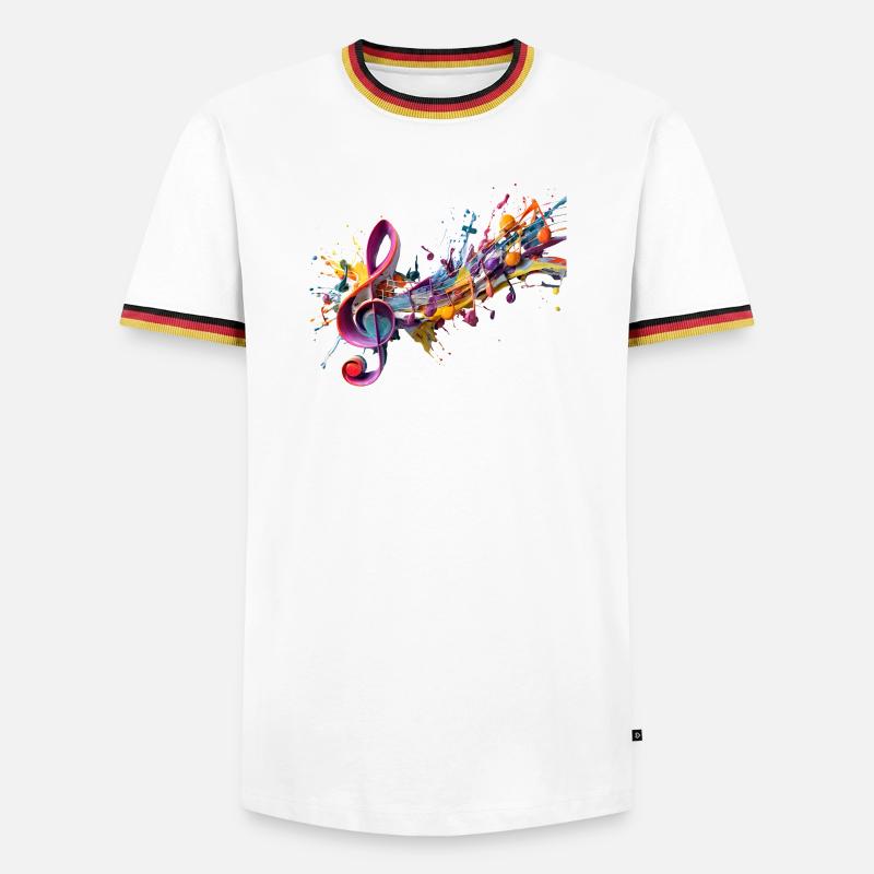 Coloured notes with clef - Men's Ringer Shirt - white/tricolour
