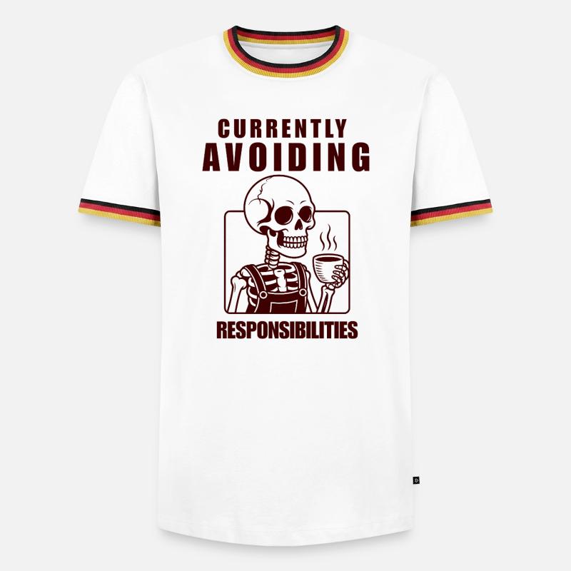 Skeleton Avoiding Responsibilities Design - Männer Kontrast-T-Shirt - Weiß/Dreifarbig