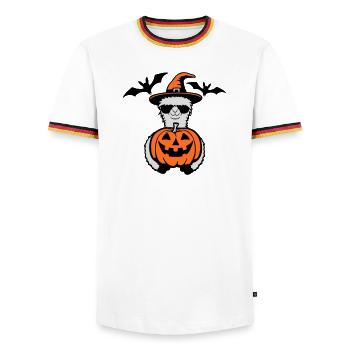 Lama Cool Halloween Lunettes de soleil citrouille Chapeau de sorcière - T-shirt contrasté Homme - blanc/tricolore - Devant - AI Model Female 172 light (172cm) & AI Model Male 185 light (185cm)