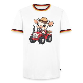 Stier Traktor Farmer - Männer Kontrast-T-Shirt - Weiß/Dreifarbig - Vorne - AI Model Female 172 light (172cm) & AI Model Male 185 light (185cm)
