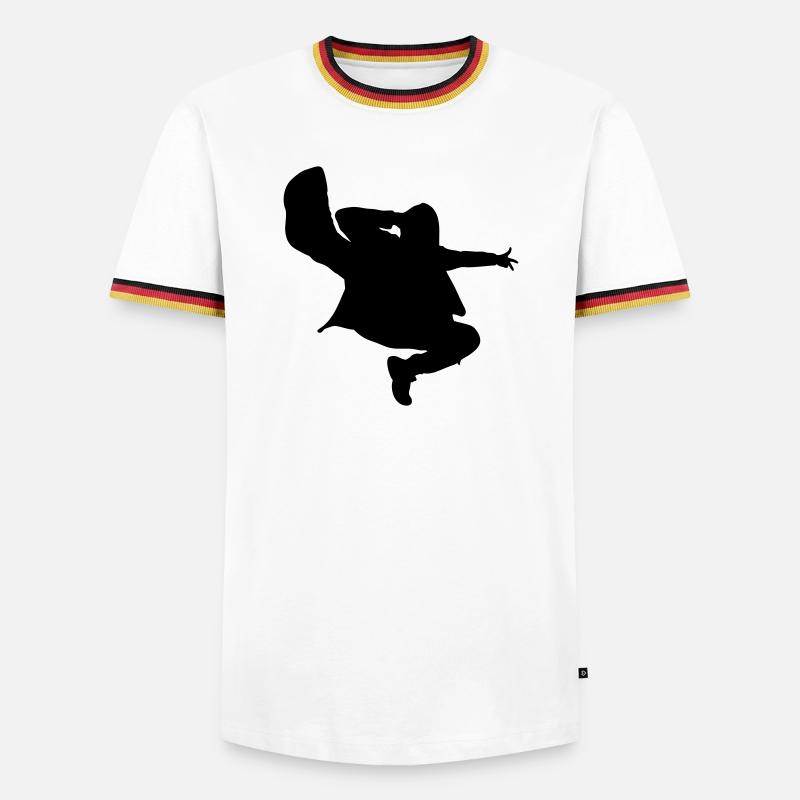 B-Boy Silhouette – Breakdance Jump Kick - Männer Kontrast-T-Shirt - Weiß/Dreifarbig