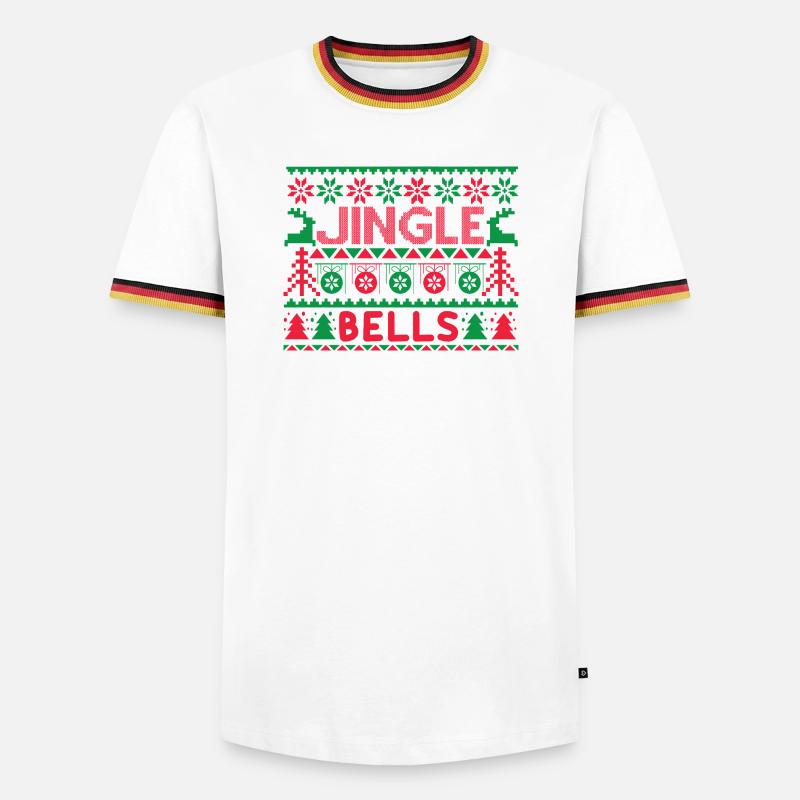 Hässlicher Pullover – Jingle Bells Strickmuster - Männer Kontrast-T-Shirt - Weiß/Dreifarbig