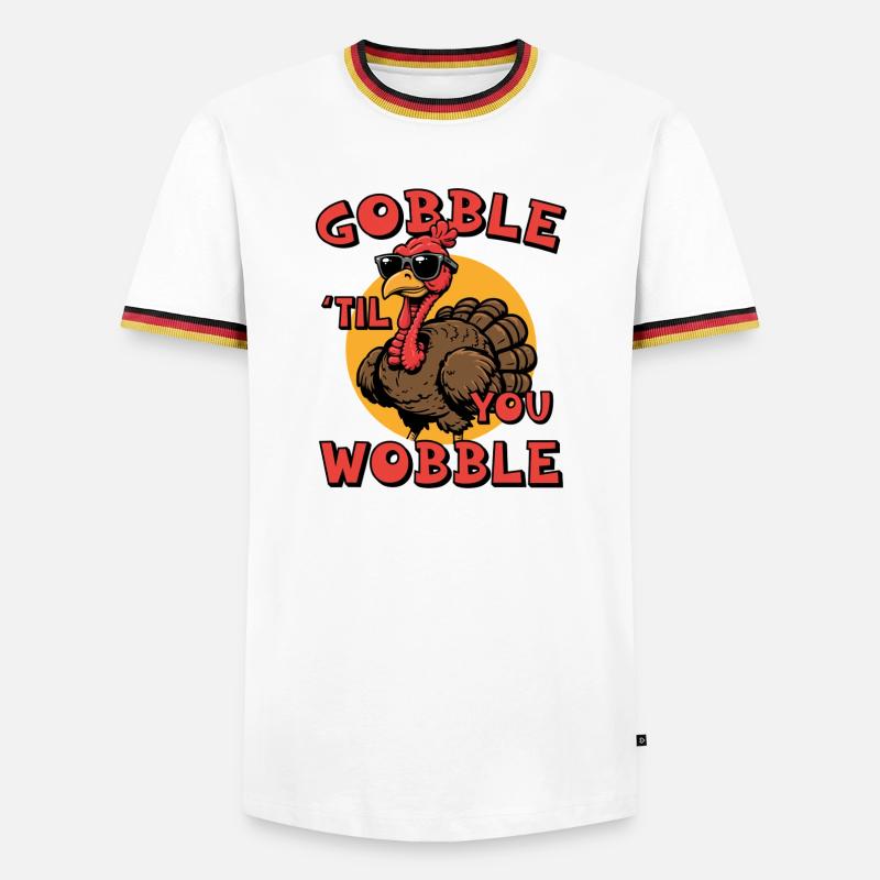 Verschlinge, bis du wackelst - Männer Kontrast-T-Shirt - Weiß/Dreifarbig