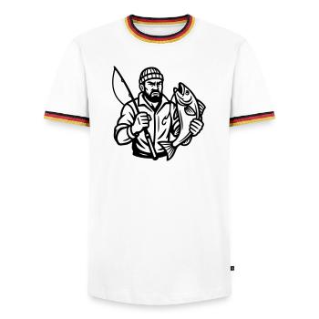 Angler - Men's Ringer Shirt - white/tricolour - Front - AI Model Female 172 light (172cm) & AI Model Male 185 light (185cm)