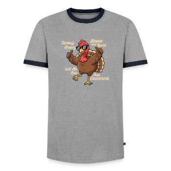 Lass mich den Herbsthumor des Auflaufs sehen - Männer Kontrast-T-Shirt - Grau/Navy  - Vorne - AI Model Female 172 light (172cm) & AI Model Male 178 light (178cm)