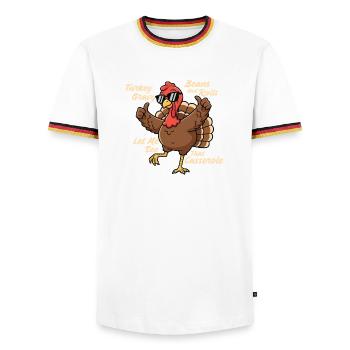 Laissez-moi voir cet humour automnal de casserole - T-shirt contrasté Homme - blanc/tricolore - Devant - AI Model Female 172 light (172cm) & AI Model Male 185 light (185cm)