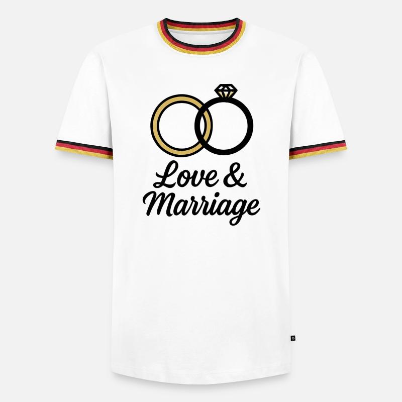 Liebe & Ehe Trauringe - Liebe & Ehe - Männer Kontrast-T-Shirt - Weiß/Dreifarbig