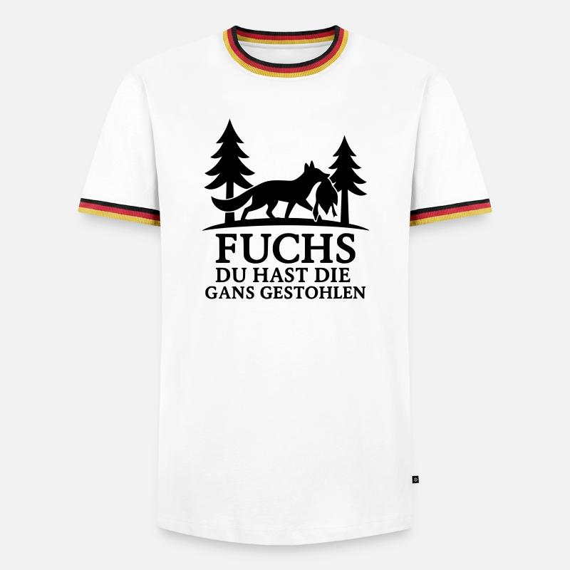 fuchs gans gestohlen - Männer Kontrast-T-Shirt - Weiß/Dreifarbig