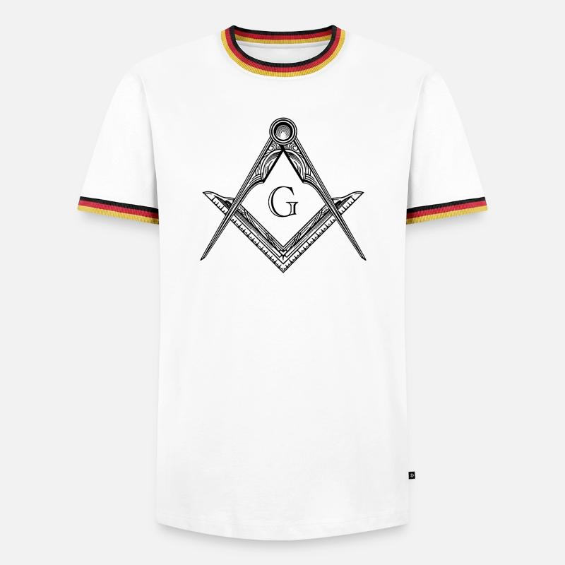 Masonic Symbol Angle & Compass Freemasonry - Men's Ringer Shirt - white/tricolour