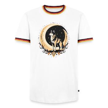 Boho Wolf - Men's Ringer Shirt - white/tricolour - Front - AI Model Female 172 light (172cm) & AI Model Male 185 light (185cm)