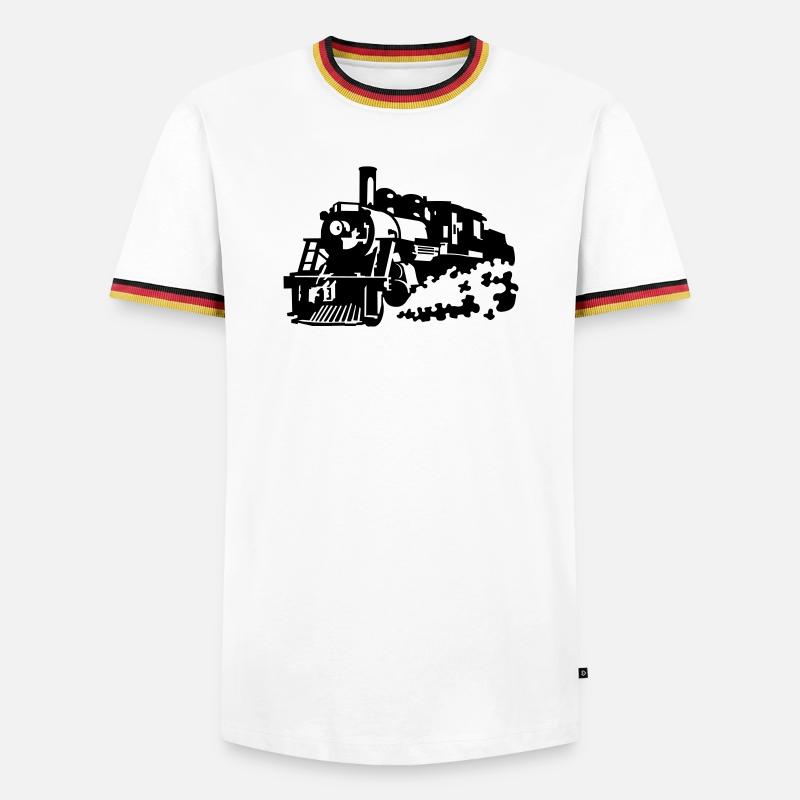 Dampflok - Männer Kontrast-T-Shirt - Weiß/Dreifarbig