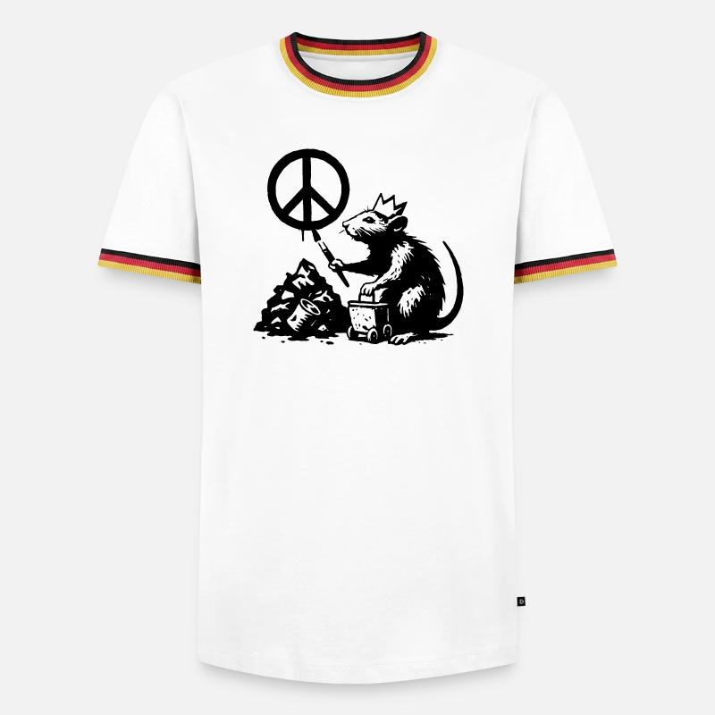 Ratte fordert Frieden - Männer Kontrast-T-Shirt - Weiß/Dreifarbig