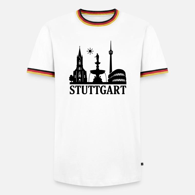 stuttgart silhouette wahrzeichen - Männer Kontrast-T-Shirt - Weiß/Dreifarbig