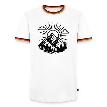 Mountains - Men's Ringer Shirt - white/tricolour - Front - AI Model Female 172 light (172cm) & AI Model Male 185 light (185cm)