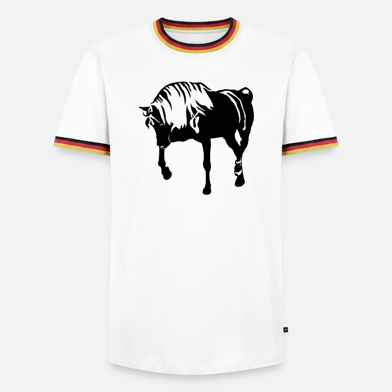 Pferd - Männer Kontrast-T-Shirt - Weiß/Dreifarbig