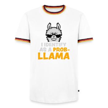 I Identify As A Probllama Cool Lama Problem Spruch - Men's Ringer Shirt - white/tricolour - Front - AI Model Female 172 light (172cm) & AI Model Male 185 light (185cm)