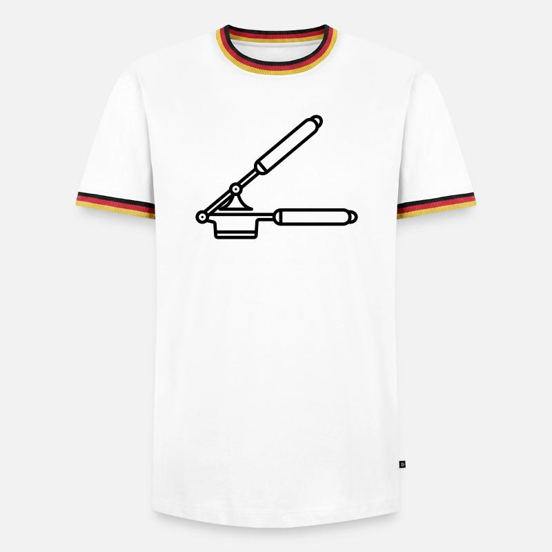 Knoblauch Presse oder Spätzle Presse - Männer Kontrast-T-Shirt - Weiß/Dreifarbig