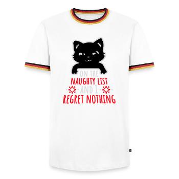 On the naughty list and regret nothing Böse Katze - Men's Ringer Shirt - white/tricolour - Front - AI Model Female 172 light (172cm) & AI Model Male 185 light (185cm)